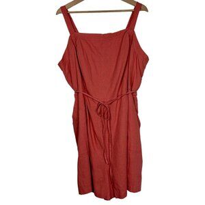 NWT Old Navy Linen Blend Orange Tank Tie Waist Snocked Back Romper Size: 3X